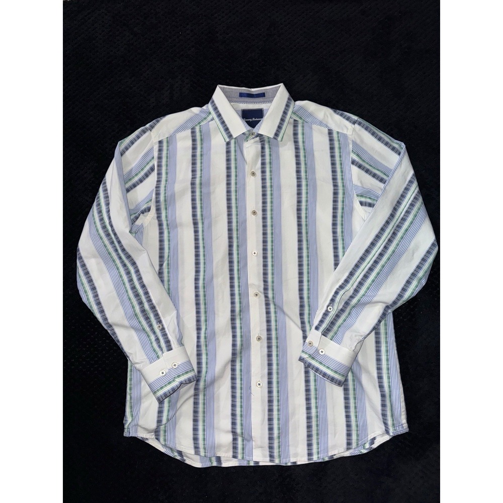 Tommy Bahama Men's Shirt Blue Plaid Silk Camp Casual Hawaiian Island Sz M